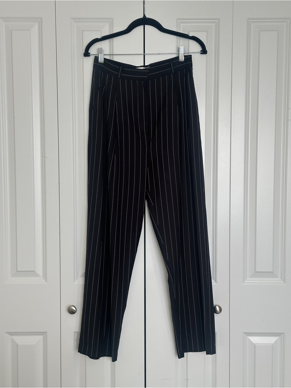 The Frankie Shop Black Pinstripe Tailored Trousers